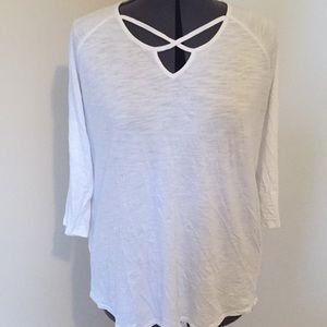 White Eddie Bauer 3/4 sleeve top